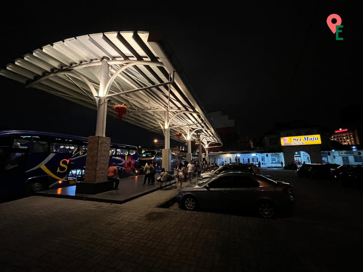 Sri Maju Bus Station At Night